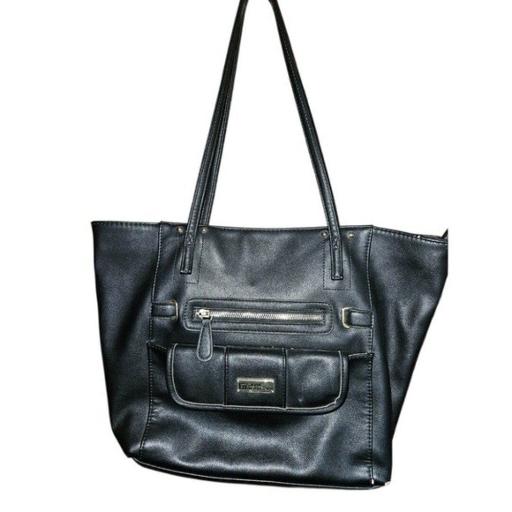 Stone Mountain Black Faux Leather‎ Shoulder Bag - Classic Minimalist